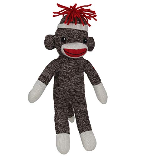 Plushland Adorable Sock Monkey 8 Inches Tall Soft Realistic Plush Knitted Stuffed Animal Toy Gift for Kids Babies Teens Girls and Boys Brown poseable - Image 1