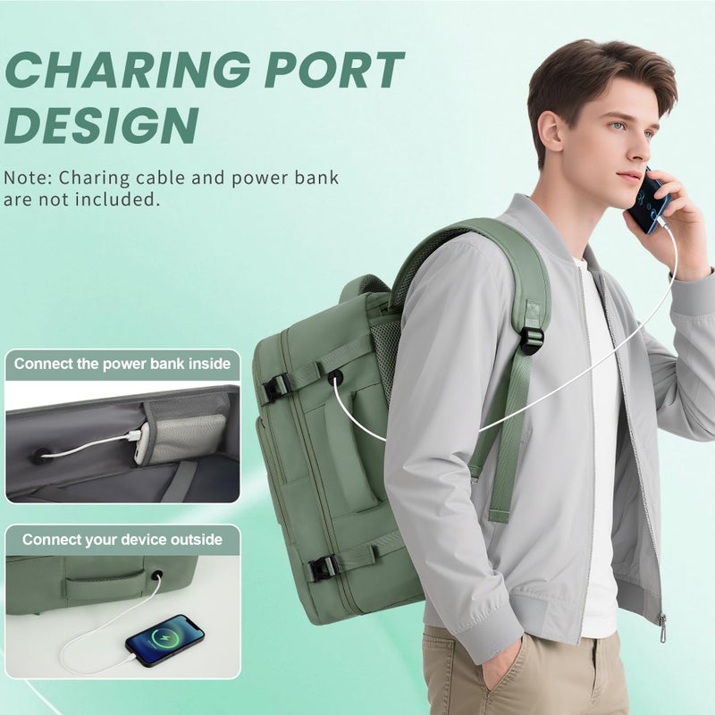 Sinaliy Personal Item Backpack, Carry on Travel Backpack with Multi-Pockets, Waterproof Casual College 16inch Laptop Backpack for Men Women, Army Green - Image 3