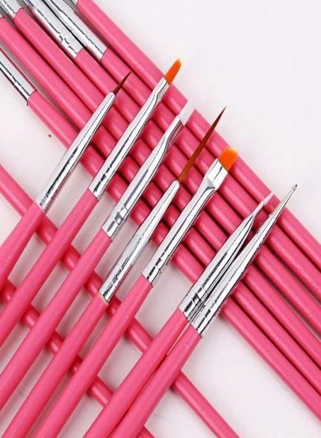 DELAYNOMORE77 15pcs Rose-red Nail Art Brushes Set, Nail Art Design Tools, Nail Dotting Tools, Nail Dust Brush, Striping Nail Art Brushes for Long Lines, Nail Drawing Pen For Nail Design - Image 5