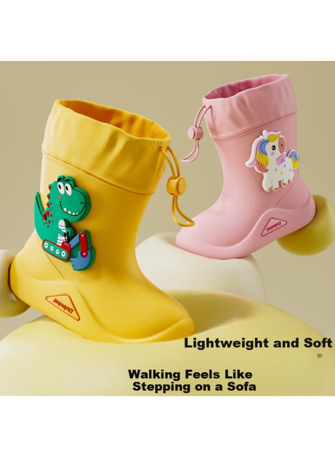 Moremerry Kids Rain Shoes Boys Girls Waterproof 3d Baby Anti-slip Wear-resistant Cartoon Rain Boots Cute Dinosaur Size 20 - Image 4