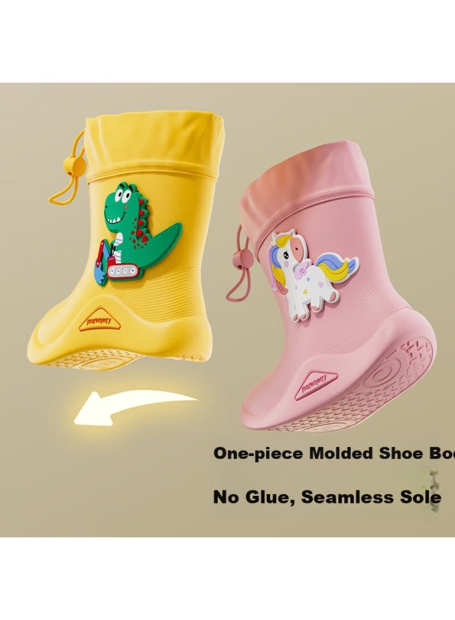 Moremerry Kids Rain Shoes Boys Girls Waterproof 3d Baby Anti-slip Wear-resistant Cartoon Rain Boots Cute Dinosaur Size 20 - Image 2