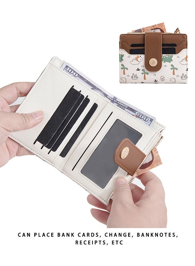 baellerry Dinosaur Wallet Girls Brown Small Wallet Coin Purse Simple Dinosaur Design Women Travel Wallet Leather Credit Card Holder Id Window Kawaii Cash Wallet Suitable For Women And Girls - Image 4