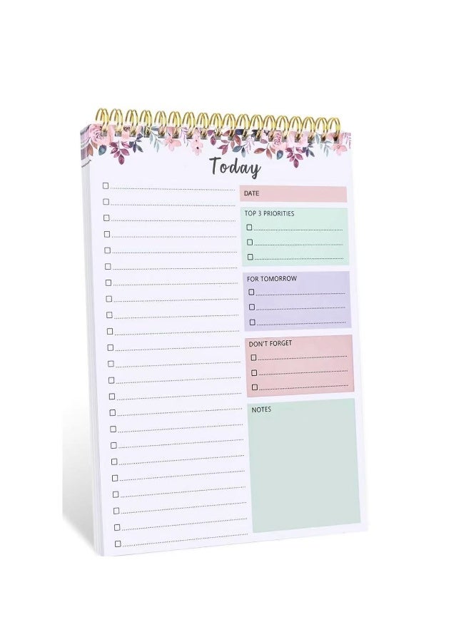 دفتر ملاحظات قائمة المهام المفتوحة - يعمل دفتر قائمة المهام المفتوحة مع 52 صفحة من التخطيط اليومي بدون توضيح التواريخ لتحسين الإنتاجية بشكل مثالي وتحقيق الأهداف مع قائمة المهام، مواد مكتب المنزل والمدارس - فجر وردي - Image 1
