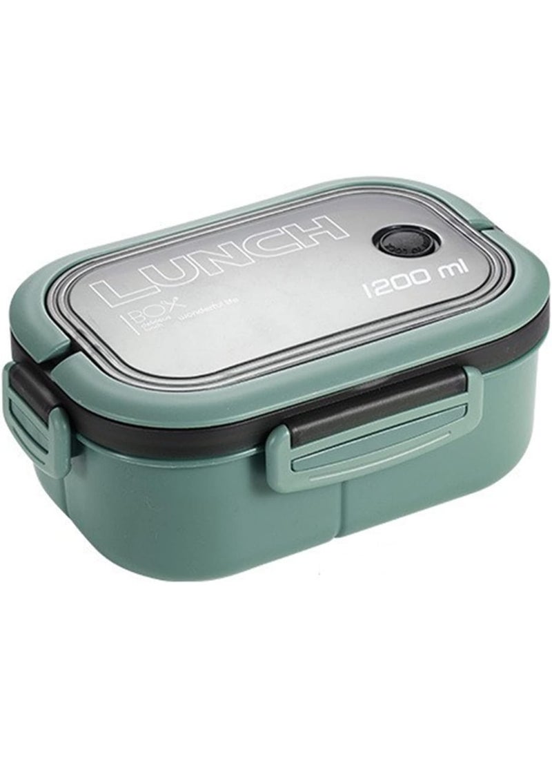 M MIAOYAN - [1200ml Large Capacity] Double-Layer Bento Lunch Box for Students｜Leak-Proof & Airtight｜Microwave Safe｜With Utensils｜Stackable Compartment Food Container｜Eco-Friendly & Reusable (Green) - Image 1