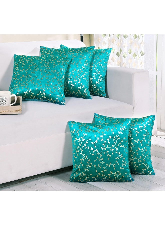 RD TREND Velvet Cushion Covers, Set of 5,250 TC, Back Zipper (Sea Green, 5 Pcs Set(24x24)) - Image 1