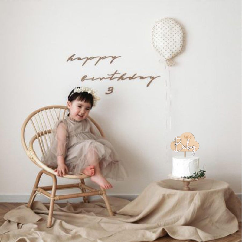 MUWEOL Hello Baby Wooden Cake Topper - Cloud Themed Baby Shower Party Cake Topper - Image 4