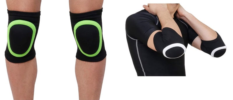 WMX Dancing/Skating/Cycling/Guard Protector Knee & Elbow Pads in Moulded Shape (Kids, NEON & WHITE COMBO) - Image 1