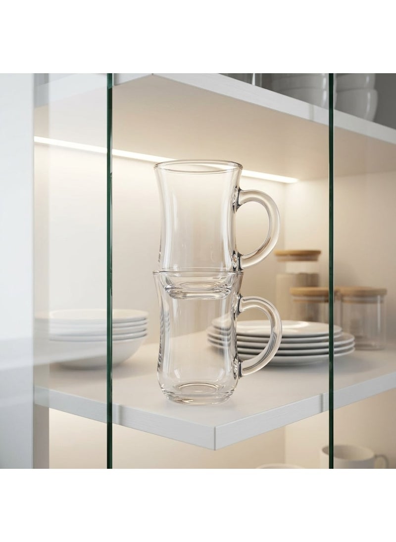 Blinkmax Set of 6 Heat Resistant Glass Mugs, Clear Cups for Hot Drinks, Comfortable Handle for Coffee and Tea, Suitable for Home and Office - Transparent - Image 3