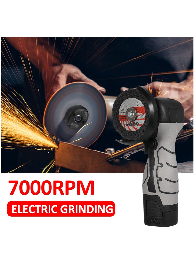 XiuWoo Cordless Brush Angle Grinder Kit, 7000rpm Mini Electric Angle Grinding Tool, 2x16.8V 2000mAh Batteries and 6pcs Discs, Grinder Handheld Cutter for Metal Wood  - Image 2
