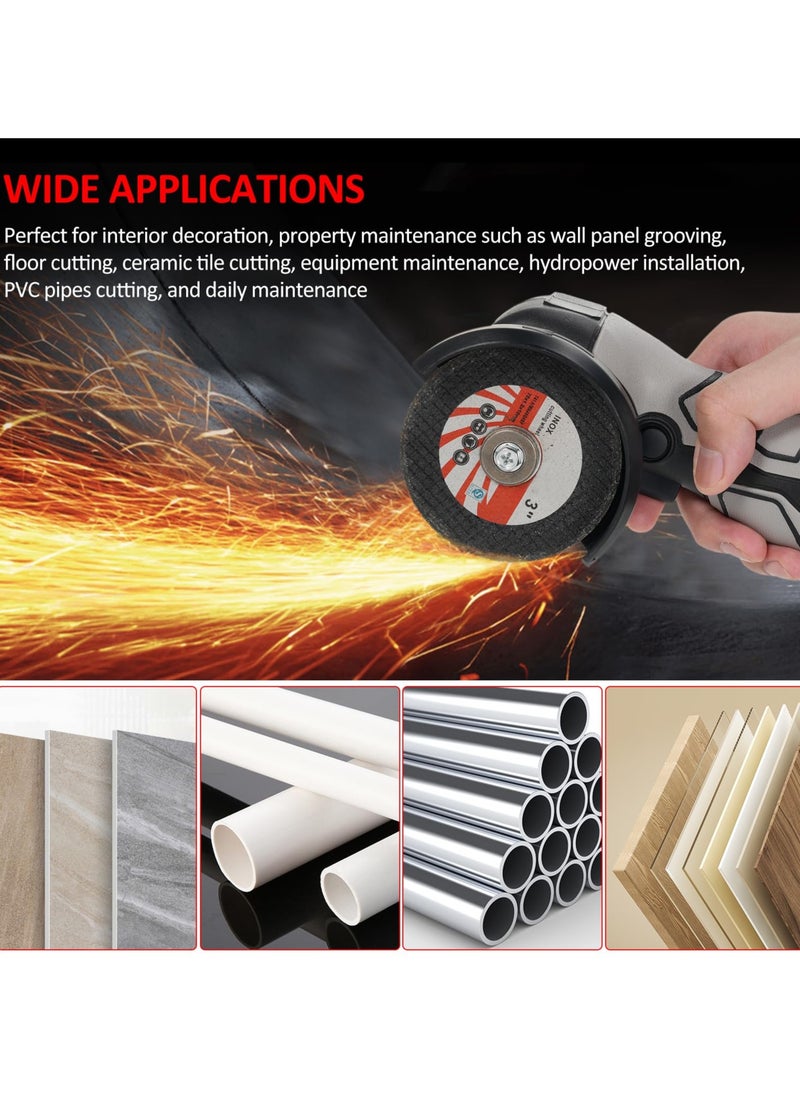 XiuWoo Cordless Brush Angle Grinder Kit, 7000rpm Mini Electric Angle Grinding Tool, 2x16.8V 2000mAh Batteries and 6pcs Discs, Grinder Handheld Cutter for Metal Wood  - Image 4