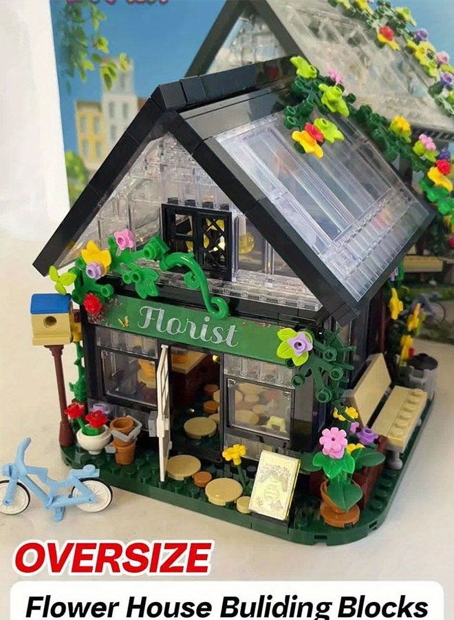 زهرة البيت مجموعة البناء مع أضواء LED ، متوافق مع مجموعة النباتات ممتلئ الجسم ، ولعب اطفال الإبداعية ، منزل ، هدية الإبداعية للأصدقاء والفتيات - Image 5
