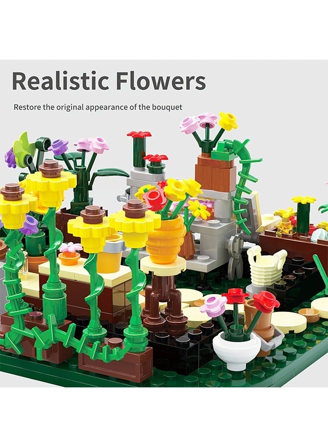 زهرة البيت مجموعة البناء مع أضواء LED ، متوافق مع مجموعة النباتات ممتلئ الجسم ، ولعب اطفال الإبداعية ، منزل ، هدية الإبداعية للأصدقاء والفتيات - Image 2