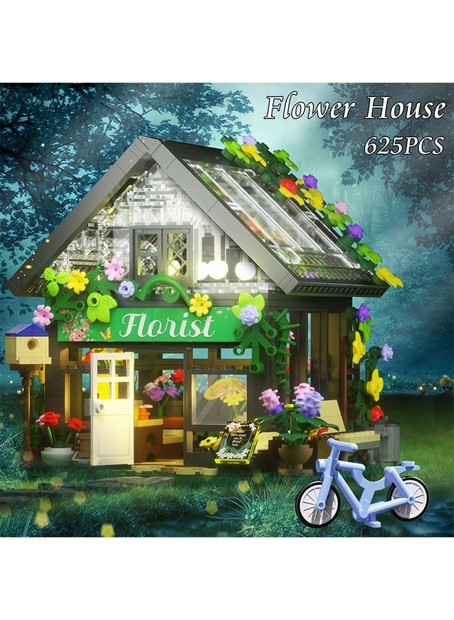 زهرة البيت مجموعة البناء مع أضواء LED ، متوافق مع مجموعة النباتات ممتلئ الجسم ، ولعب اطفال الإبداعية ، منزل ، هدية الإبداعية للأصدقاء والفتيات - Image 1