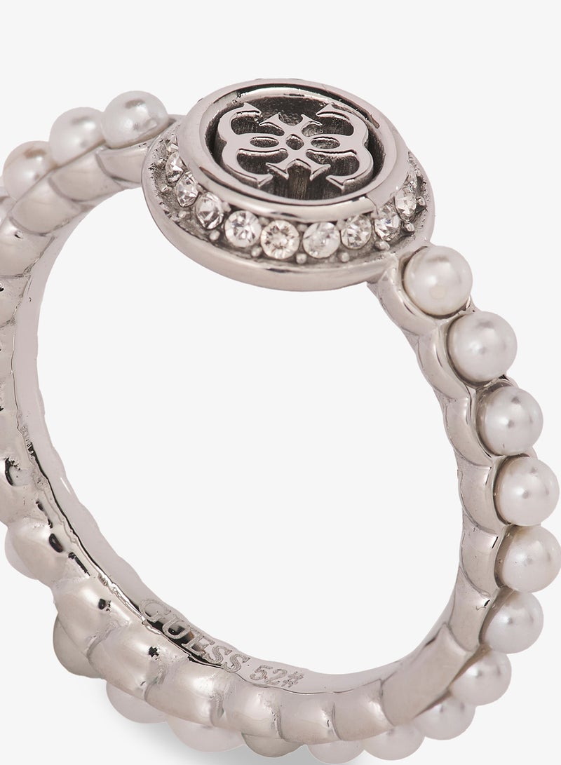 GUESS Tiny Pearly Logo Ring - Image 4