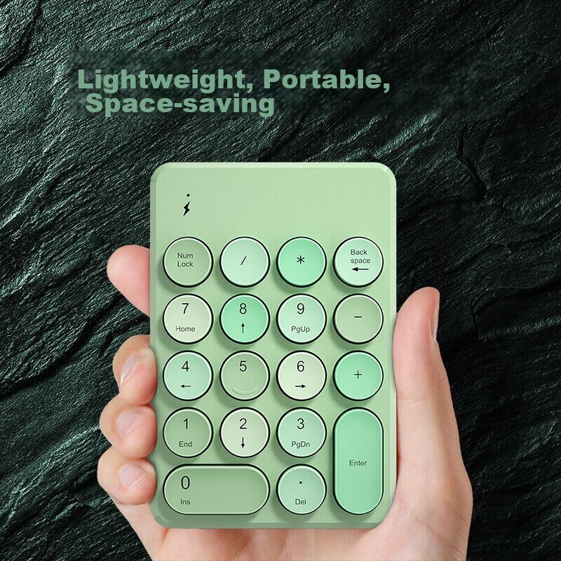B.O.W Hangshi K155 Wireless Digital Keyboard, Financial Accounting Office, Retro Round Keycaps, External Laptop Desktop Universal Keyboard, Colorful Gree - Image 3