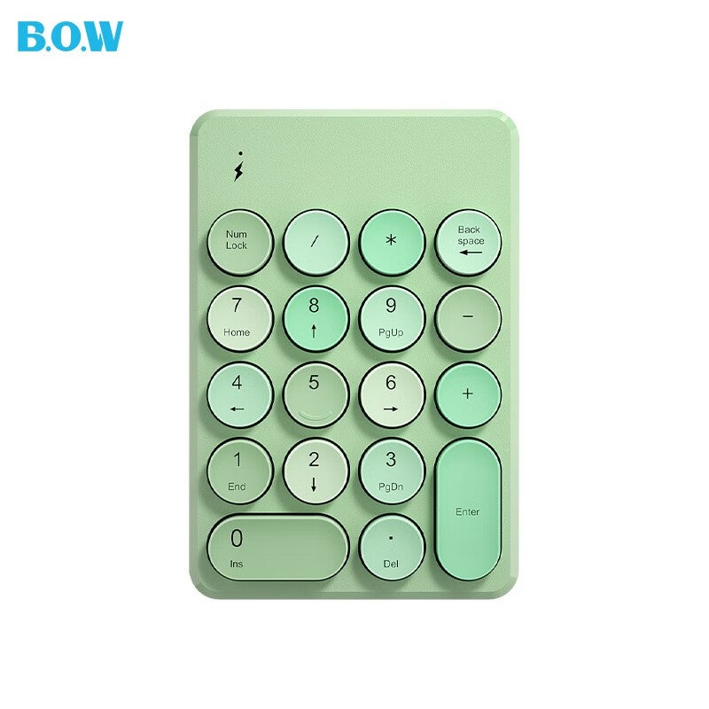 B.O.W Hangshi K155 Wireless Digital Keyboard, Financial Accounting Office, Retro Round Keycaps, External Laptop Desktop Universal Keyboard, Colorful Gree - Image 1