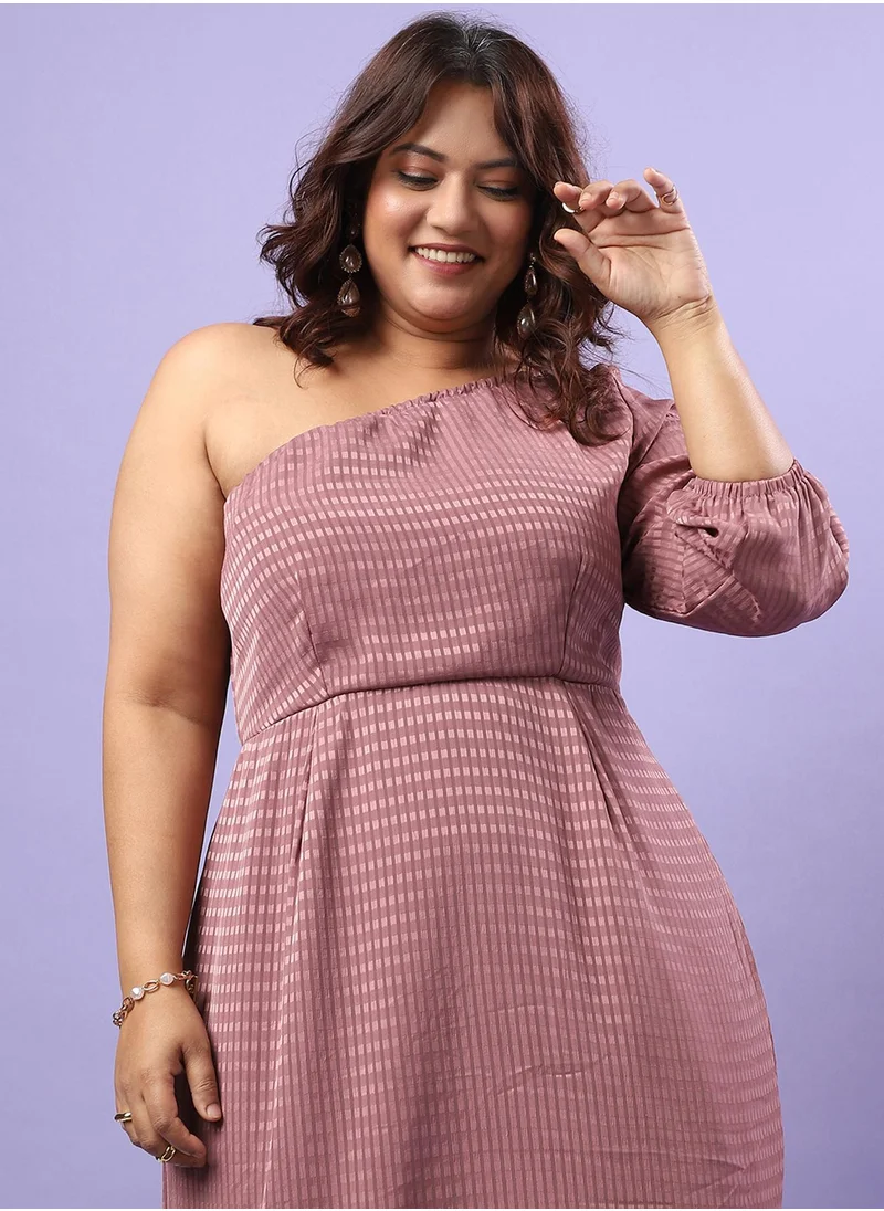 Instafab Plus Women's Rouge Pink Self-Design Dress