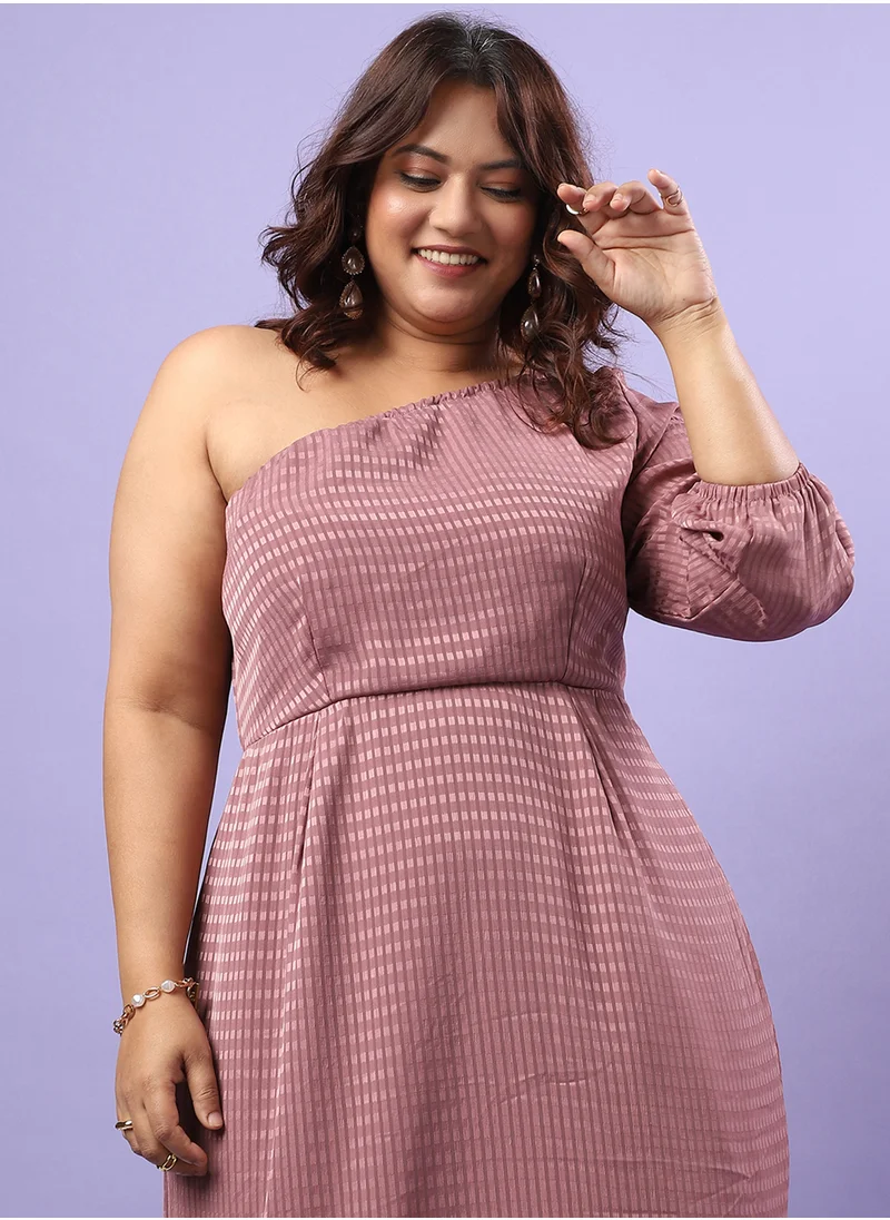 انستافاب بلس Women's Rouge Pink Self-Design Dress