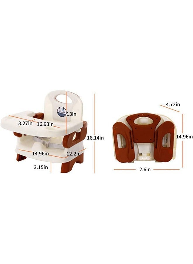 MIXDE Dining Booster Chair For Infant With Tray, 6 Months To 4 Years, White/Brown - Image 2