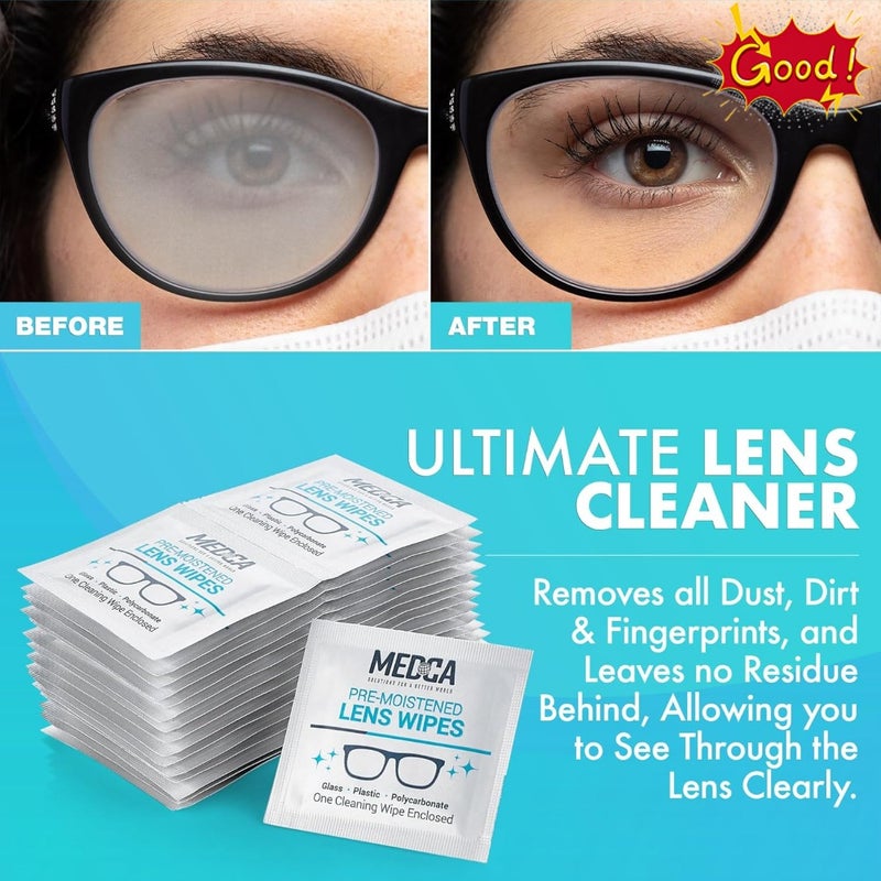 Premoistened Lens Glass Cleaning Wipes Portable Travel Cleaner for Glasses, Camera, Cell Phone, Smartphone, Tablet, Quick Drying, Streak Free Individually Wrapped, 200PK Packaging may vary - Image 2