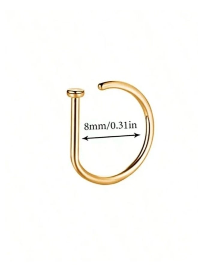 1PC Women Gold Fake Nose Piercing Circle Nose Piercing Fashion D-Shape Attractive No Piercing Nose Clip Stainless Steel Septum Piercing Body Jewelry - Image 2