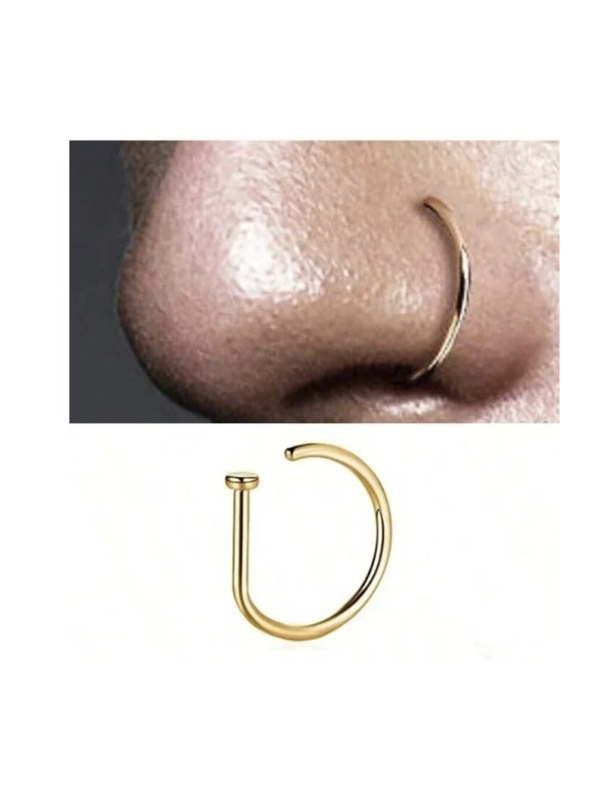 1PC Women Gold Fake Nose Piercing Circle Nose Piercing Fashion D-Shape Attractive No Piercing Nose Clip Stainless Steel Septum Piercing Body Jewelry - Image 1