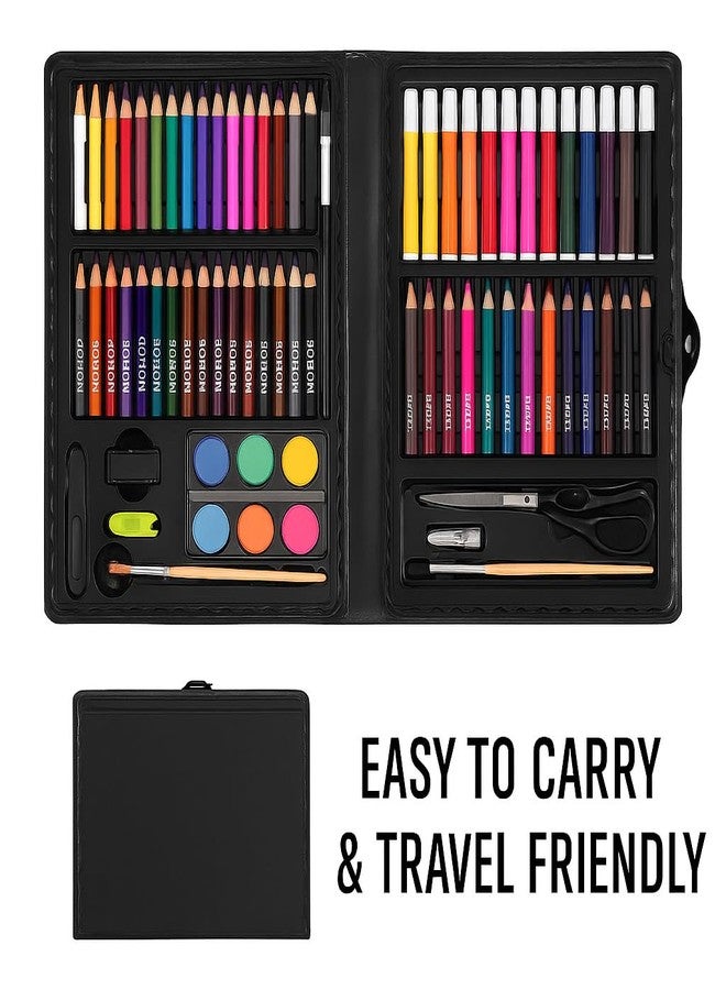 Hocimit Art & Craft Drawing Kit for Kids & Beginners | 150+ Pieces Colouring Set with Colour Pencils Sketch Pens Oil Pastels Crayons Water Colours | Portable Art Box for School & Gifting - Image 5