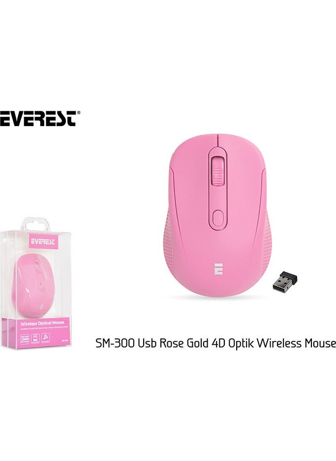 Everest SM-300 Usb Rose Gold 4D Optical Alkaline Battery Wireless Mouse  - Image 5