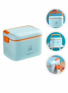KASTWAVE Family Medicine Storage Box Household Lockable Medication Box Multi Layer Family First Aid Box Medicine Organizer Sundries Container for Home Office S Light Blue  - Image 1