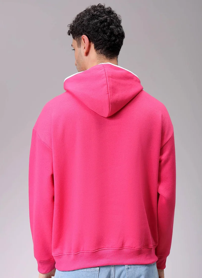 The Indian Garage Co Men Relaxed Fit Placement Print Overhead Hooded Sweatshirt