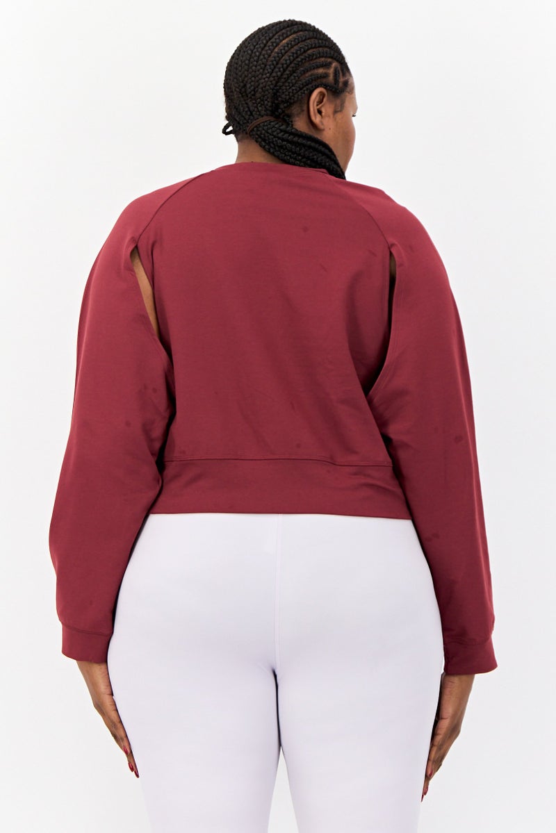 Adidas Women Sportswear Fit Long Sleeves Training Sweatshirt, Maroon  - Image 3