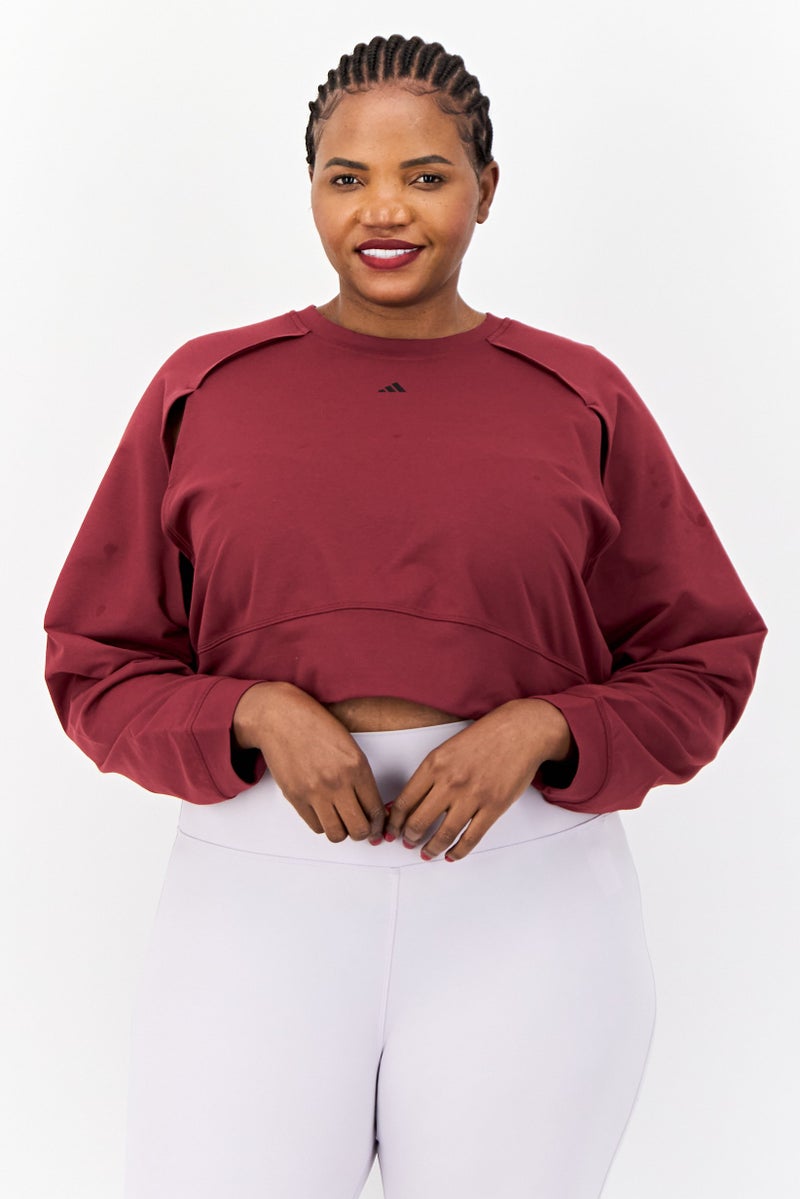 Adidas Women Sportswear Fit Long Sleeves Training Sweatshirt, Maroon  - Image 1