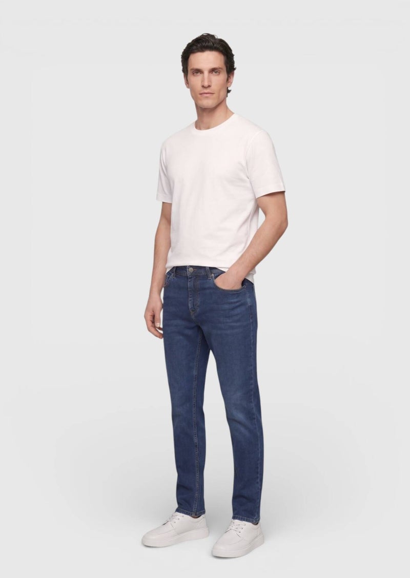 رامسي بنطال جينز ضيق من مزيج القطن بلون النيلي - Image 3