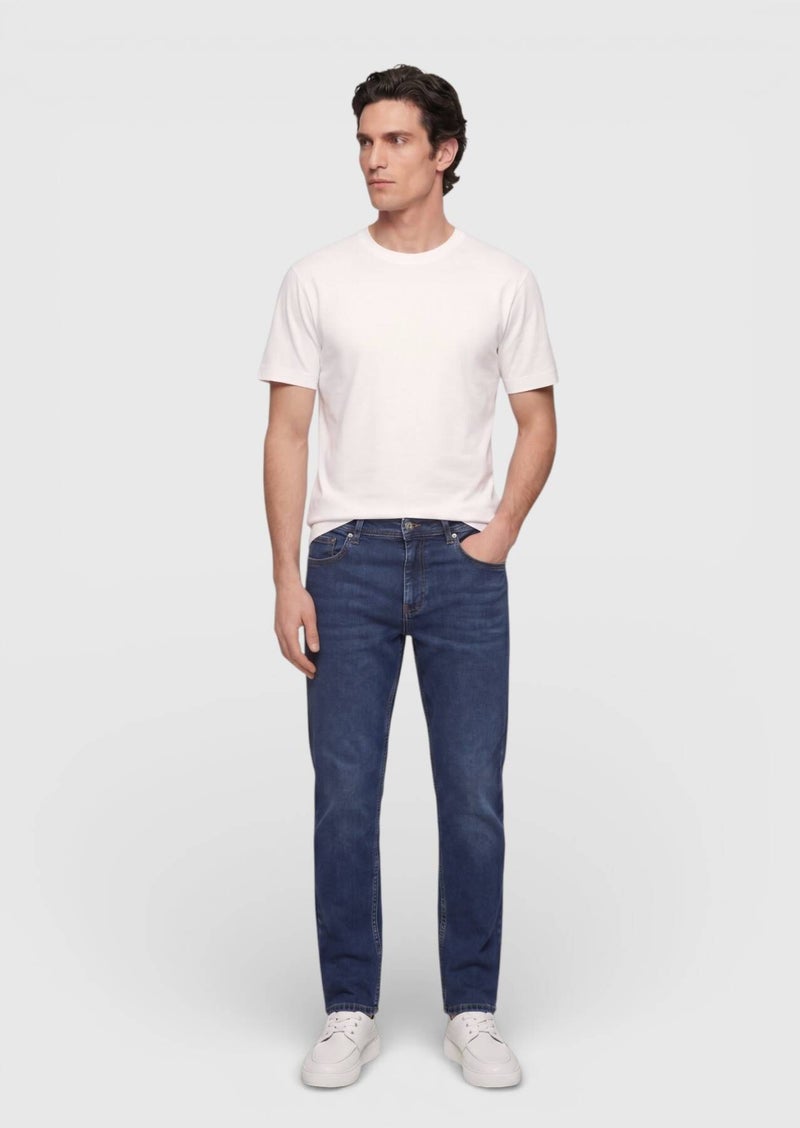 RAMSEY Indigo Slim Fit Denim Cotton Blended Trousers - Image 2
