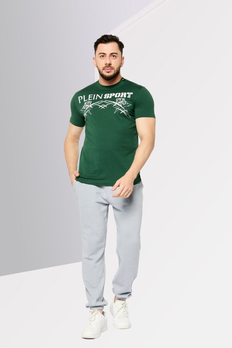 PHILIPP PLEIN Plein Sport Men Sportswear Fit Short Sleeves Outdoor T-Shirt, Green - Image 2