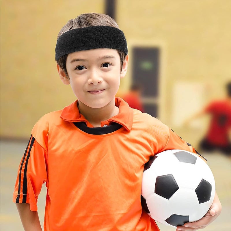 HZYH 4 Pcs Sport Kids Headbands, Sweat Headband for Boys Girls, Athletic Elastic Headbands, Good Stretch, Don't Slip Off Easily, for Football Basketball Headband, Over 5 Years  Old - Image 3