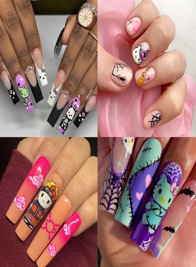 YKLWNN Halloween Nail - Kawaii Cartoon Decals & Stickers for Women Girls - Cat, Pumpkin, Skull Nail Art Design - Image 5