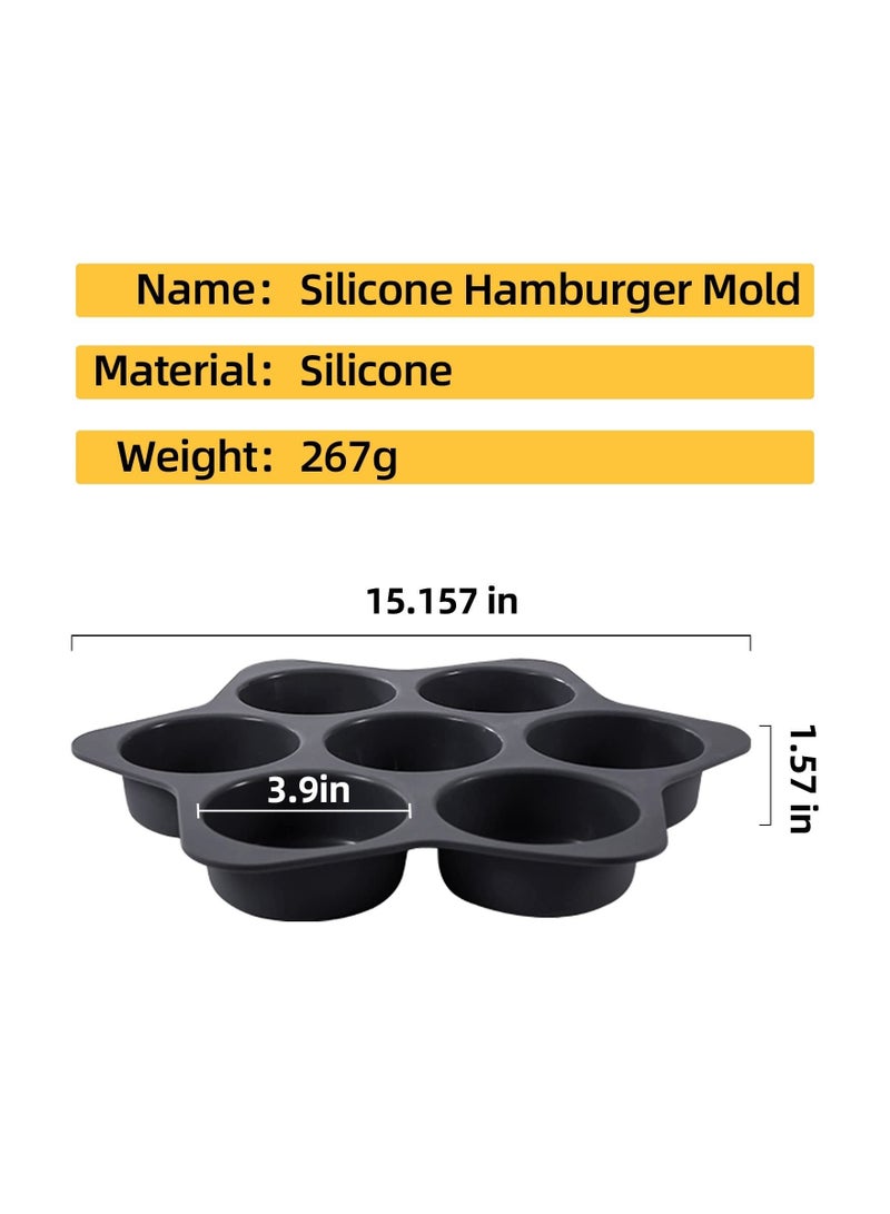 Household Silicone Hamburger Bun Mold 7 Cavity Loaf Pan Non-Stick Baking Pan Tool Silicone American Hamburger Grill（Red） - Image 3