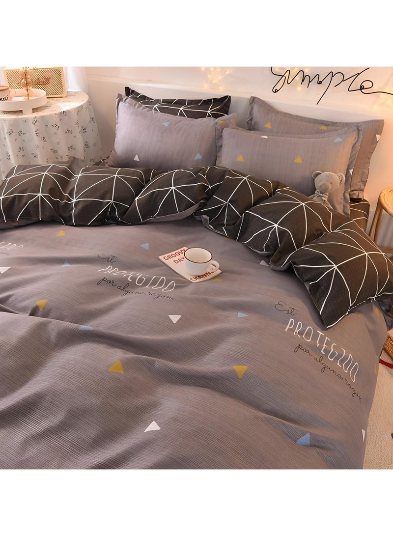 عام “طقم ملاءات من 4 قطع، مجموعة أغطية لحاف ناعمة من القطن، بدون لب، تحتوي على 1 غطاء لحاف بحجم 200 * 230 سم و1 ملاءة و2 غطاء وسادة.” - Image 1