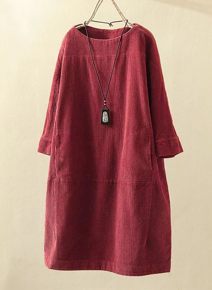 Loquat Casual Women's Round Neck A line Skirt Dress  - Image 1