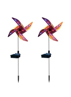 Generic 2pcs 30" Solar Wind Spinner Garden Stake Pinwheels Easy Spinning Kinetic Wind Spinner Metal Stake with 8 Lighting Modes 4 Color Changing Garden Wind Catcher for Garden Lawn Decor  - Image 1