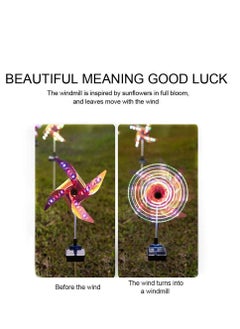 Generic 2pcs 30" Solar Wind Spinner Garden Stake Pinwheels Easy Spinning Kinetic Wind Spinner Metal Stake with 8 Lighting Modes 4 Color Changing Garden Wind Catcher for Garden Lawn Decor  - Image 5