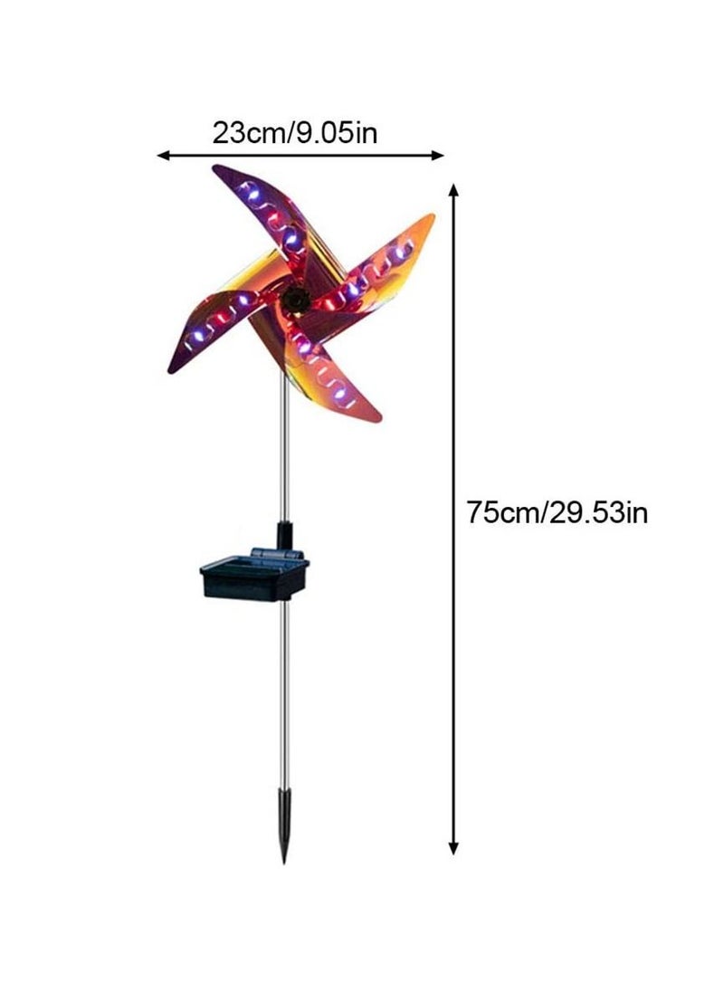Generic 2pcs 30" Solar Wind Spinner Garden Stake Pinwheels Easy Spinning Kinetic Wind Spinner Metal Stake with 8 Lighting Modes 4 Color Changing Garden Wind Catcher for Garden Lawn Decor  - Image 3