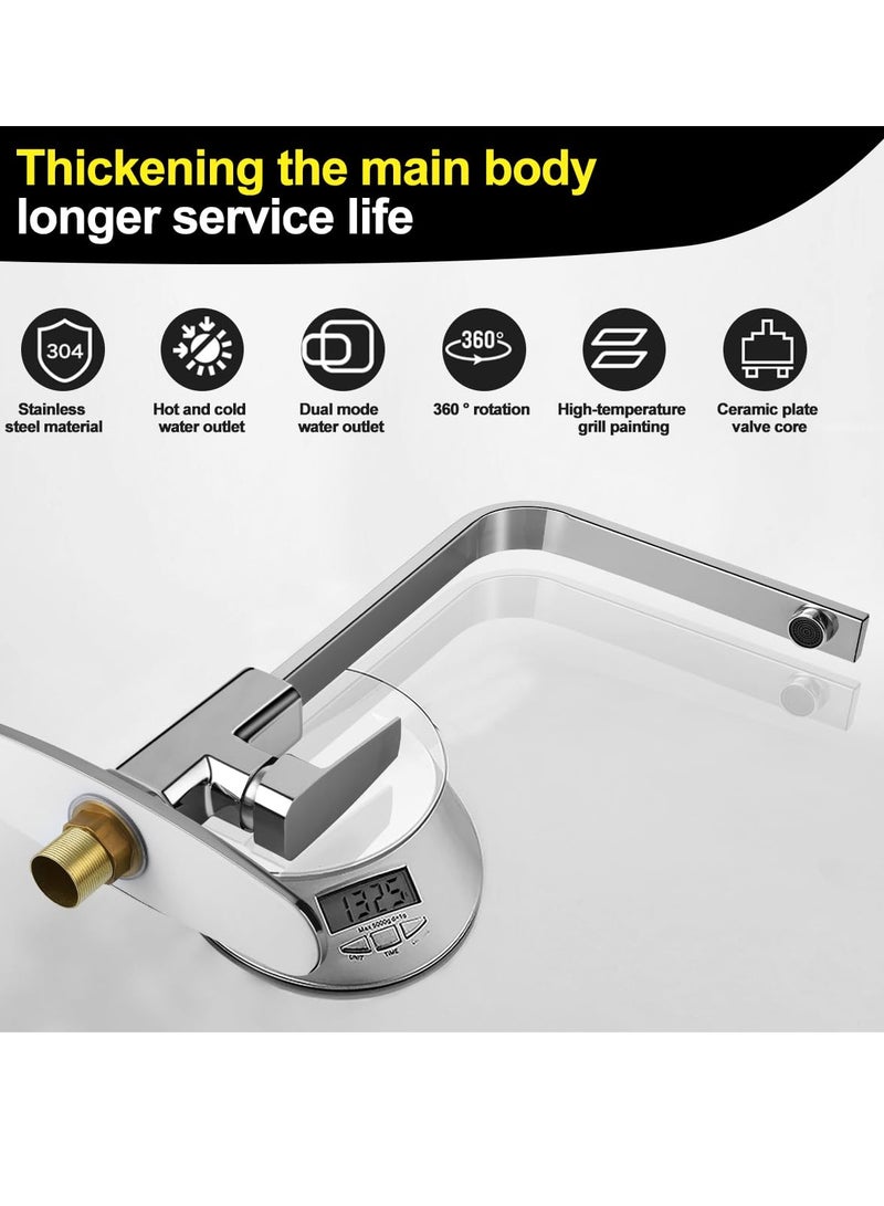 Bluejw Kitchen Faucet, Kitchen Sink Mixer Tap with 360° Rotatable, Single-Handle High Arc Swan-Neck Modern Stainless Steel Kitchen Faucet, Kitchen Sink Faucets with 2 Hose - Image 4