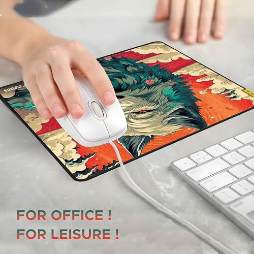 Ant Esports Wolf Mouse Pad 260X210X3mm Anti-fray Stitching, Gaming Mouse Pad Waterproof Surface & Non-Slip Rubber Base Stitched Edges Gaming Mouse Mat for Laptop,Compatible with Laser and Optical Mice - Image 2