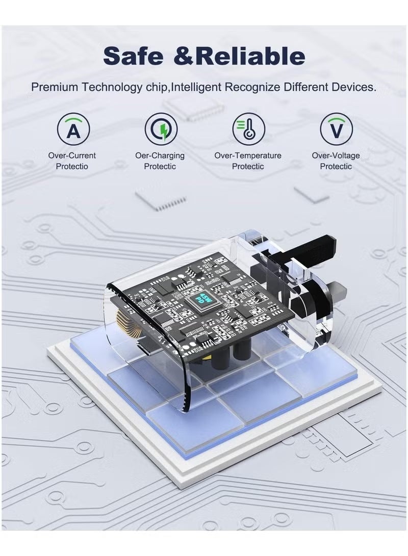 AAS ECOM 45W USB C Super Fast Charging Charger with 1 m Cable - Compatible with S24 S23 S22 S21 S20 Ultra, S24+ S23+ S22+ S21+, A53, A15, A 55, A54 - Type C Power Adapter, - Image 3