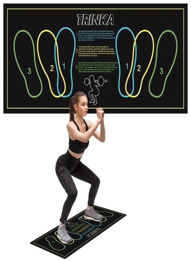 TRINKA Non-Slip Squat Mat with Foot Position, 37.8'' X 16.54'' Large Squat Support Pad, 4mm Thickness Foot Placement Assist Exercise Mat for Squats, Home Gym, Leg and Abdominal Workouts - Image 1