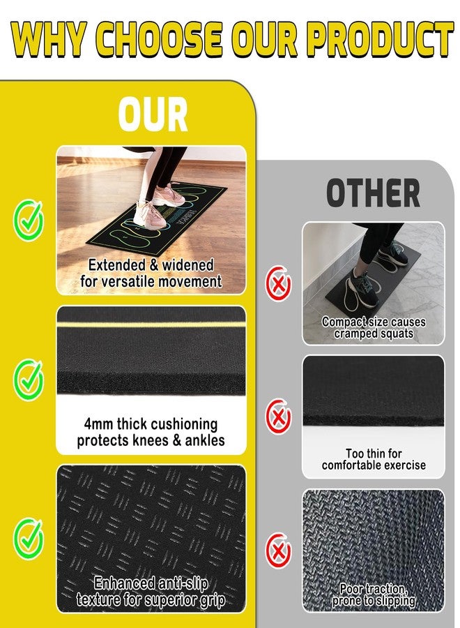 TRINKA Non-Slip Squat Mat with Foot Position, 37.8'' X 16.54'' Large Squat Support Pad, 4mm Thickness Foot Placement Assist Exercise Mat for Squats, Home Gym, Leg and Abdominal Workouts - Image 4