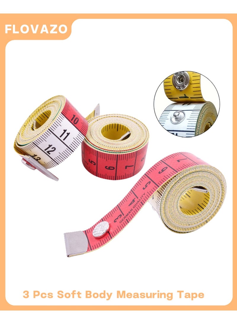 FLOVAZO 3 Packs Soft Body Measuring Tape - 150cm Fabric Tape with Double-Sided Hidden Buckle for Accurate Home Measurements - Image 1