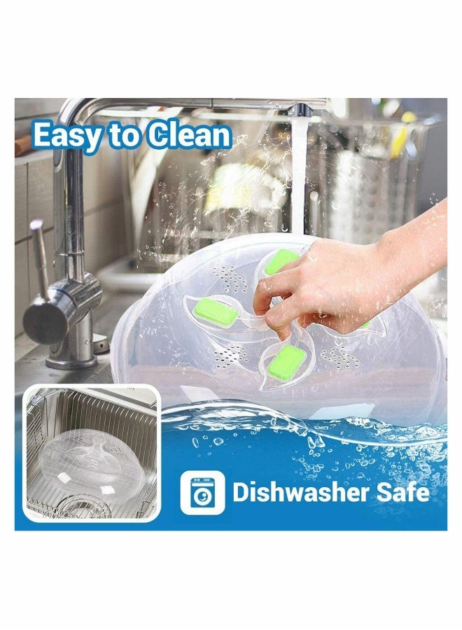 غطاء مايكروويف لمنع تراكب الطعام، غطاء طبق مايكروويف، غطاء طعام مايكروويف، واقي تناثر مايكروويف، مضاد للتناثر مع فتحات تبخر (11.8 بوصة) - Image 3